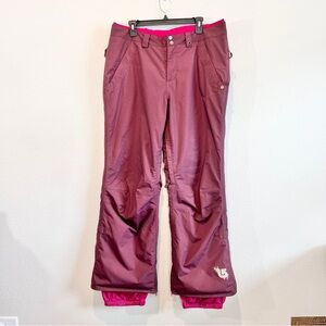 Burton Women’s Downtown Insulated Snow Pants XL Maroon Pink Liner Waterproof
